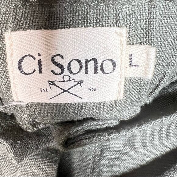 NWT Ci Sono Army green button down linen blend casual skirt size large L B95 - Picture 2 of 4